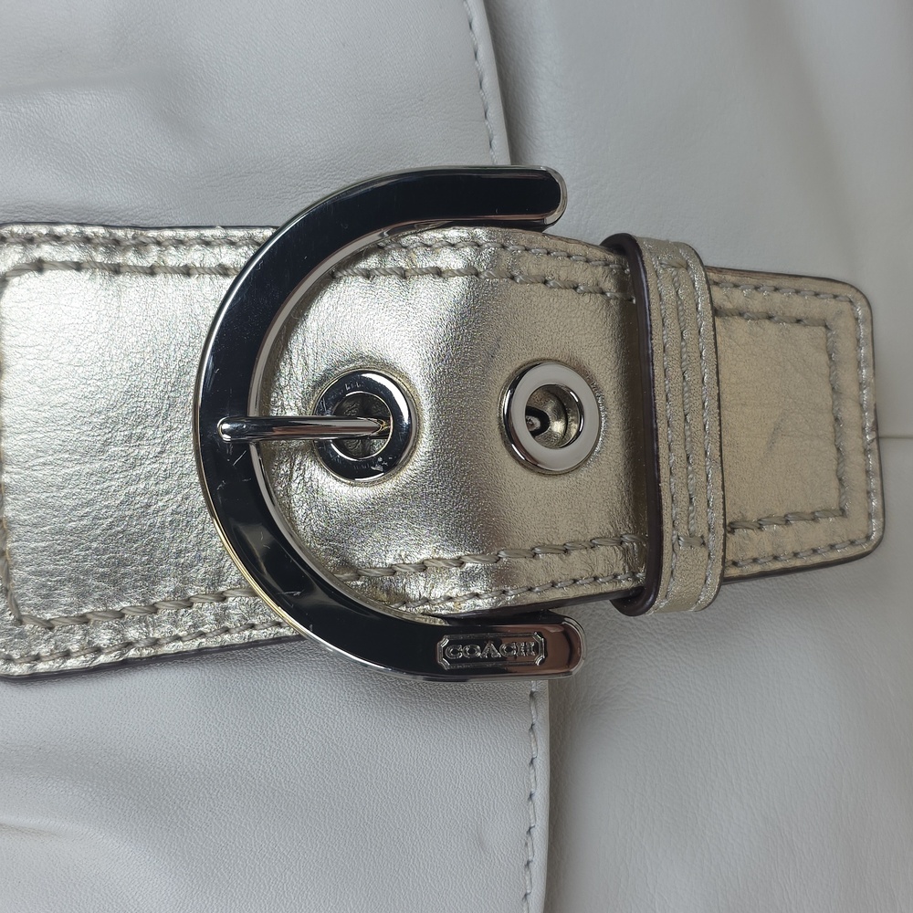 New Coach Soho White Ivory Shoulder Flap Bag‎ with Gold Metallic Accents - Picture 3 of 12